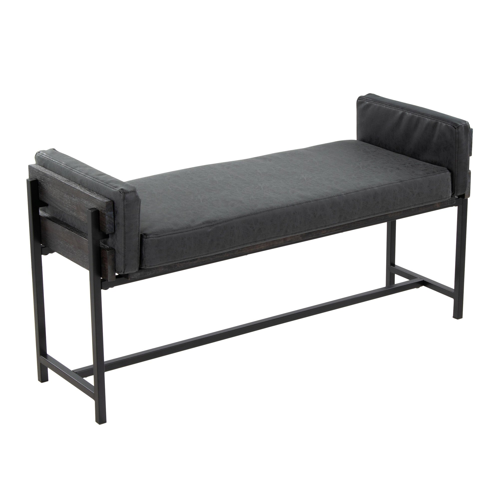 Kari Bench - Black Metal, Grey Wood, Black PU