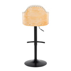 Ahoy Adjustable Barstool - Set of 2 - Black Metal, Natural Bamboo, Cream PU
