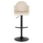 Ahoy Adjustable Barstool - Set of 2 - Black Metal, Natural Bamboo, Cream PU
