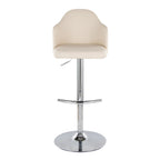 Ahoy Adjustable Barstool - Set of 2 - Chrome Metal, Natural Bamboo, Cream PU