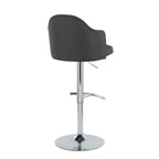 Ahoy Adjustable Barstool - Set of 2 - Chrome Metal, Charcoal Fabric