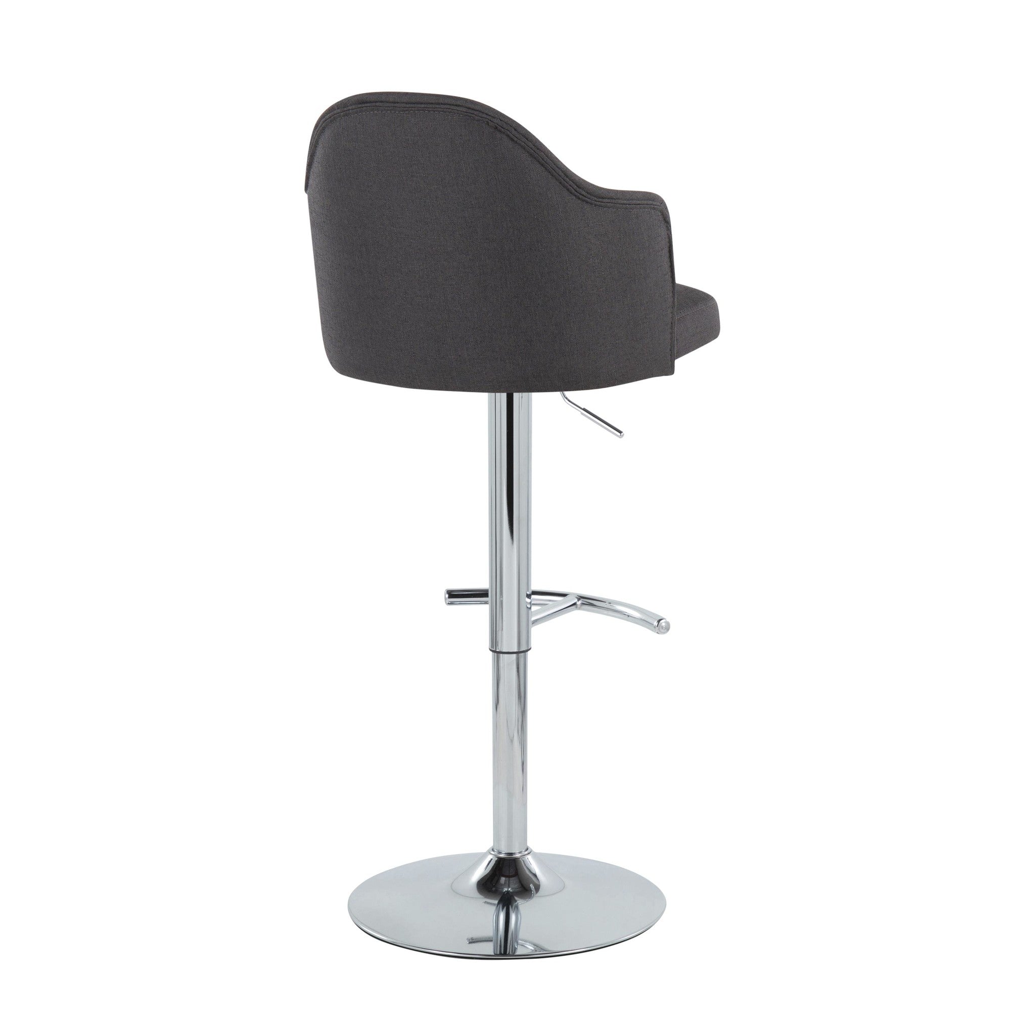 Ahoy Adjustable Barstool - Set of 2 - Chrome Metal, Charcoal Fabric