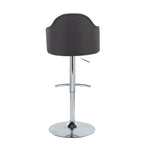 Ahoy Adjustable Barstool - Set of 2 - Chrome Metal, Charcoal Fabric