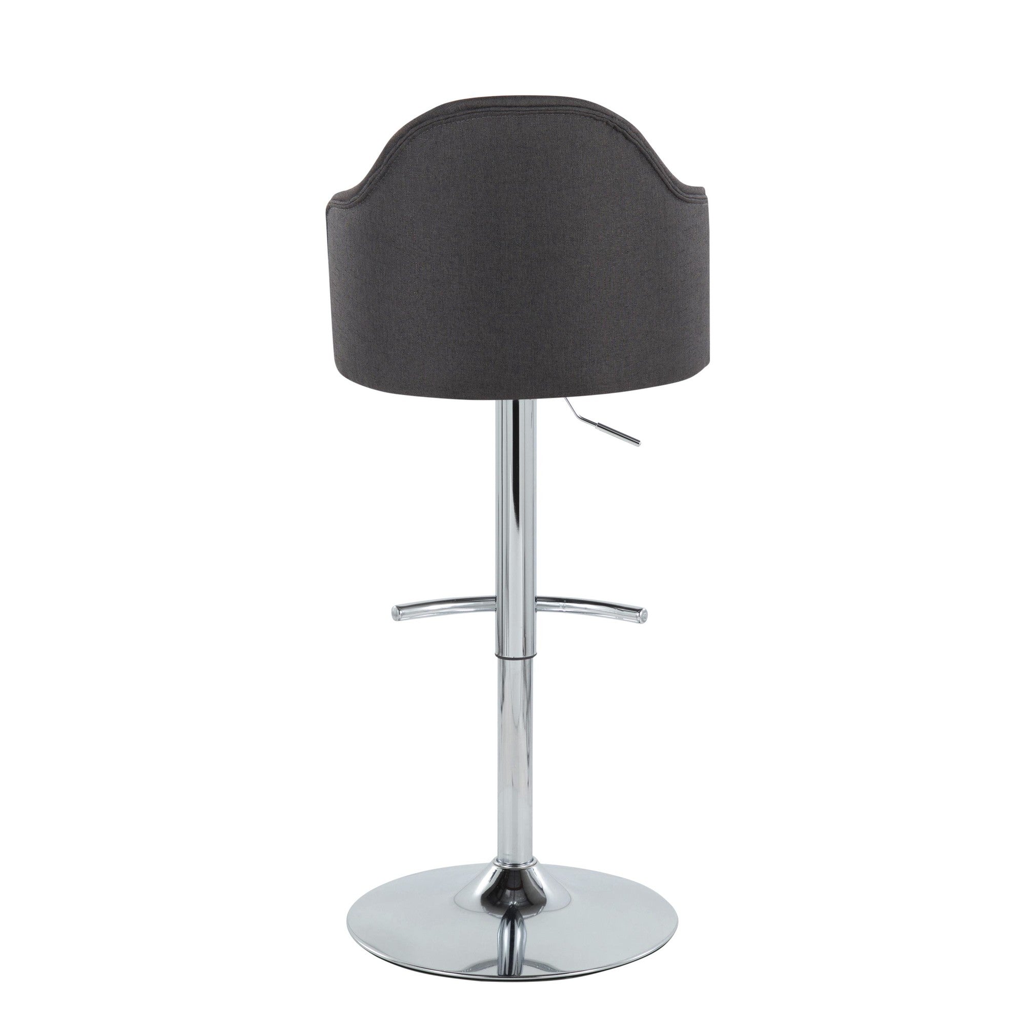 Ahoy Adjustable Barstool - Set of 2 - Chrome Metal, Charcoal Fabric