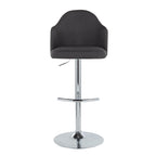 Ahoy Adjustable Barstool - Set of 2 - Chrome Metal, Charcoal Fabric