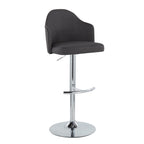 Ahoy Adjustable Barstool - Set of 2 - Chrome Metal, Charcoal Fabric