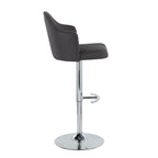 Ahoy Adjustable Barstool - Set of 2 - Chrome Metal, Charcoal Fabric