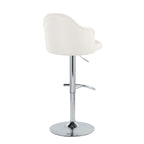 Ahoy Adjustable Barstool - Set of 2 - Chrome Metal, Cream Fabric