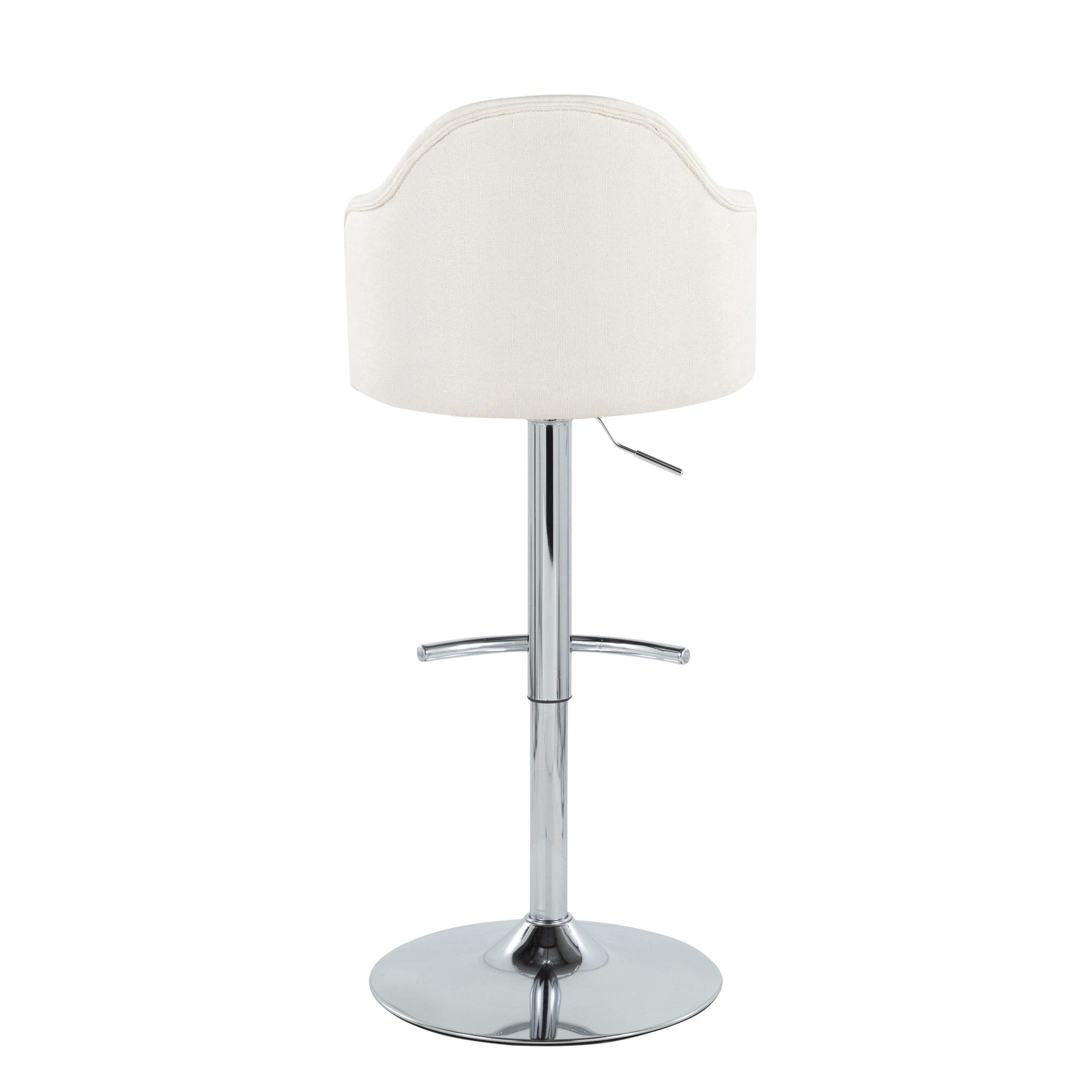 Ahoy Adjustable Barstool - Set of 2 - Chrome Metal, Cream Fabric