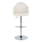 Ahoy Adjustable Barstool - Set of 2 - Chrome Metal, Cream Fabric