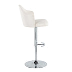 Ahoy Adjustable Barstool - Set of 2 - Chrome Metal, Cream Fabric
