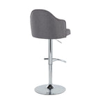 Ahoy Adjustable Barstool - Set of 2 - Chrome Metal, Grey Fabric