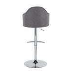 Ahoy Adjustable Barstool - Set of 2 - Chrome Metal, Grey Fabric