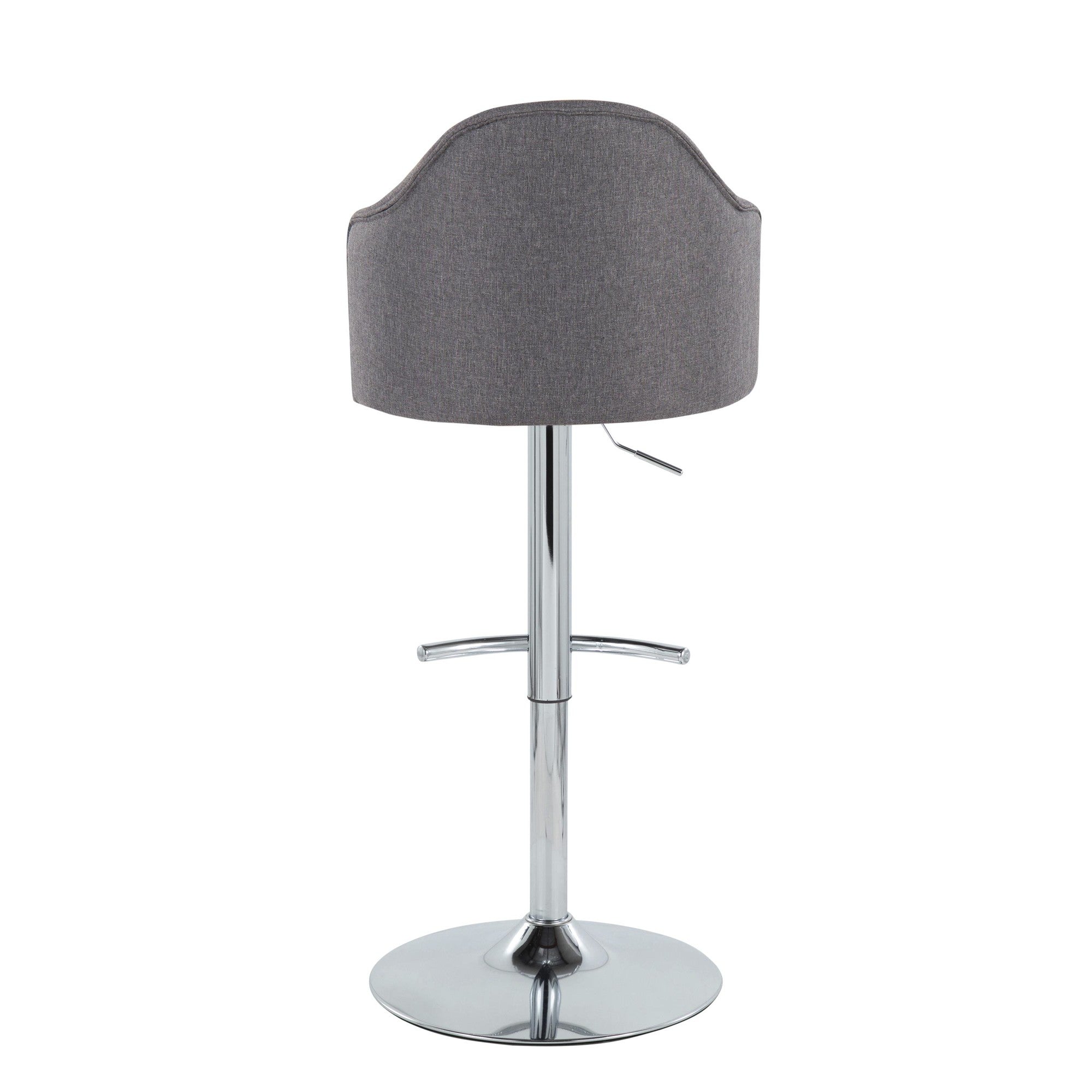 Ahoy Adjustable Barstool - Set of 2 - Chrome Metal, Grey Fabric