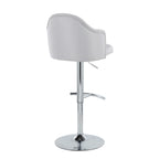 Ahoy Adjustable Barstool - Set of 2 - Chrome Metal, Light Grey Fabric