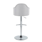 Ahoy Adjustable Barstool - Set of 2 - Chrome Metal, Light Grey Fabric