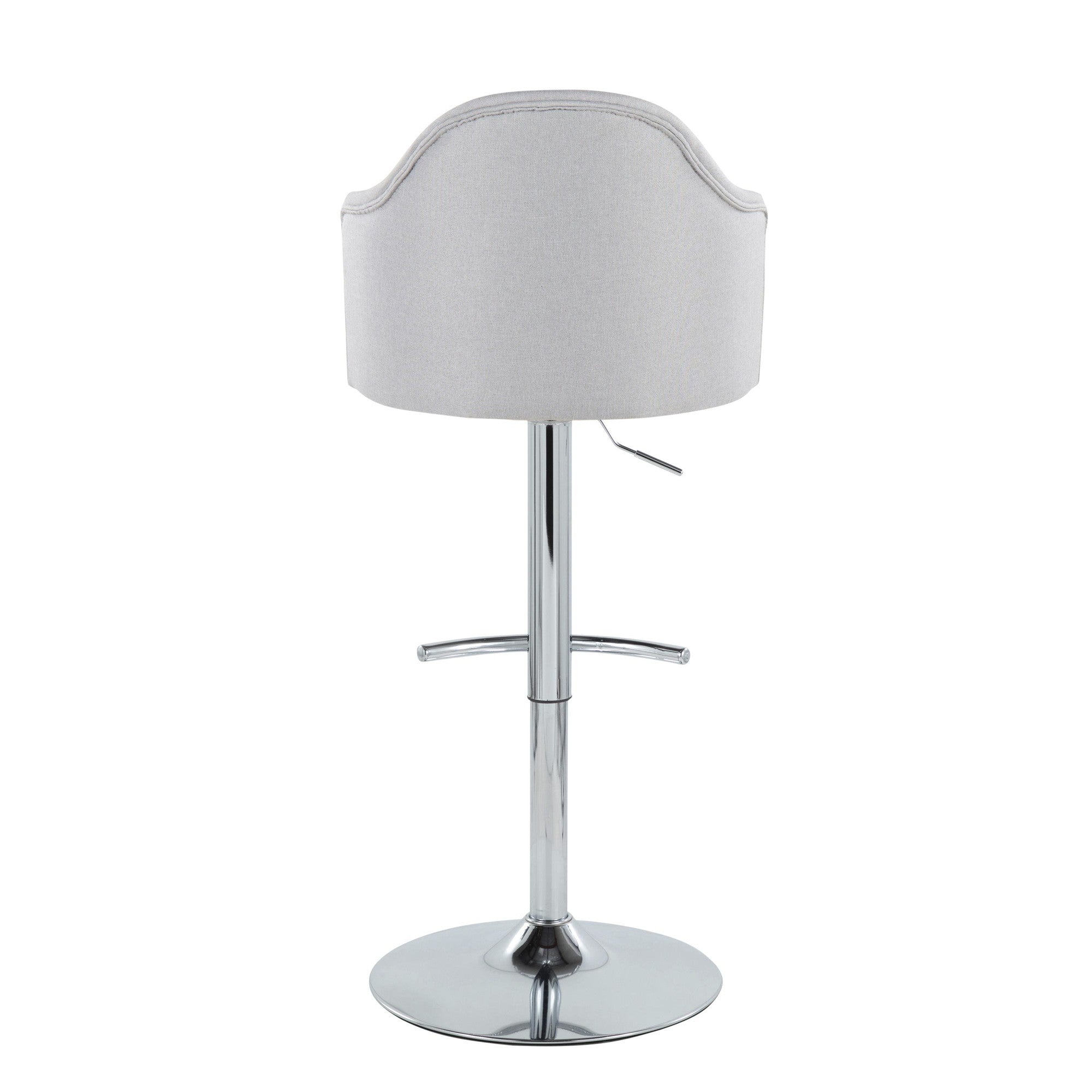 Ahoy Adjustable Barstool - Set of 2 - Chrome Metal, Light Grey Fabric