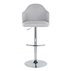 Ahoy Adjustable Barstool - Set of 2 - Chrome Metal, Light Grey Fabric