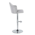 Ahoy Adjustable Barstool - Set of 2 - Chrome Metal, Light Grey Fabric