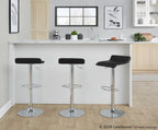 Ale Adjustable Barstool - Set of 2 - Chrome Metal, Black Pvc