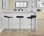 Ale Adjustable Barstool - Set of 2 - Chrome Metal, Black Pvc