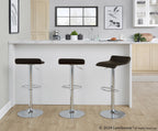 Ale Adjustable Barstool - Set of 2 - Chrome Metal, Brown Pvc