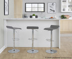 Ale Adjustable Barstool - Set of 2 - Chrome Metal, Grey Pvc