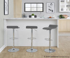 Ale Adjustable Barstool - Set of 2 - Chrome Metal, Grey Pvc