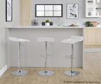 Ale Adjustable Barstool - Set of 2 - Chrome Metal, White Pvc