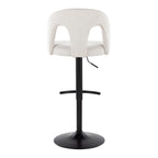 Ava Upholstered Adjustable Barstool - Set of 2 - Black Metal, Snow White Fabric