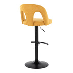 Ava Upholstered Adjustable Barstool - Set of 2 - Black Metal, Yellow Fabric