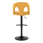 Ava Upholstered Adjustable Barstool - Set of 2 - Black Metal, Yellow Fabric