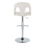 Ava Upholstered Adjustable Barstool - Set of 2 - Chrome Metal, Snow White Fabric