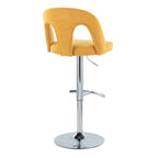 Ava Upholstered Adjustable Barstool - Set of 2 - Chrome Metal, Yellow Fabric