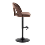Ava Upholstered Adjustable Barstool - Set of 2 - Black Metal, Espresso Velvet