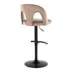 Ava Upholstered Adjustable Barstool - Set of 2 - Black Metal, Taupe Velvet