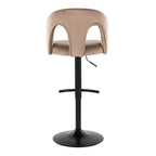 Ava Upholstered Adjustable Barstool - Set of 2 - Black Metal, Taupe Velvet