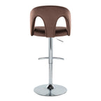 Ava Upholstered Adjustable Barstool - Set of 2 - Chrome Metal, Espresso Velvet