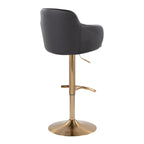Boyne Adjustable Barstool - Set of 2 - Gold Metal, Black PU