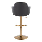 Boyne Adjustable Barstool - Set of 2 - Gold Metal, Black PU