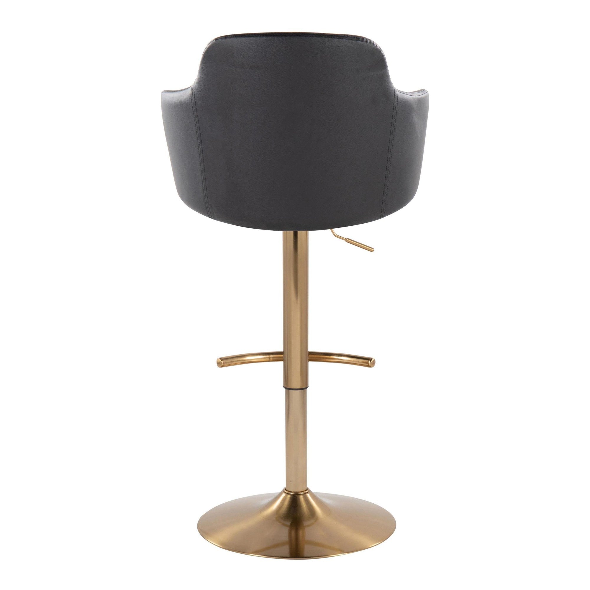 Boyne Adjustable Barstool - Set of 2 - Gold Metal, Black PU