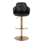 Boyne Adjustable Barstool - Set of 2 - Gold Metal, Black PU