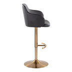 Boyne Adjustable Barstool - Set of 2 - Gold Metal, Black PU