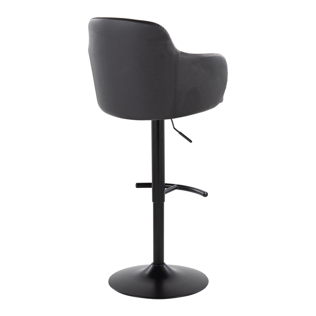 Boyne Adjustable Barstool - Set of 2 - Black Metal, Black PU