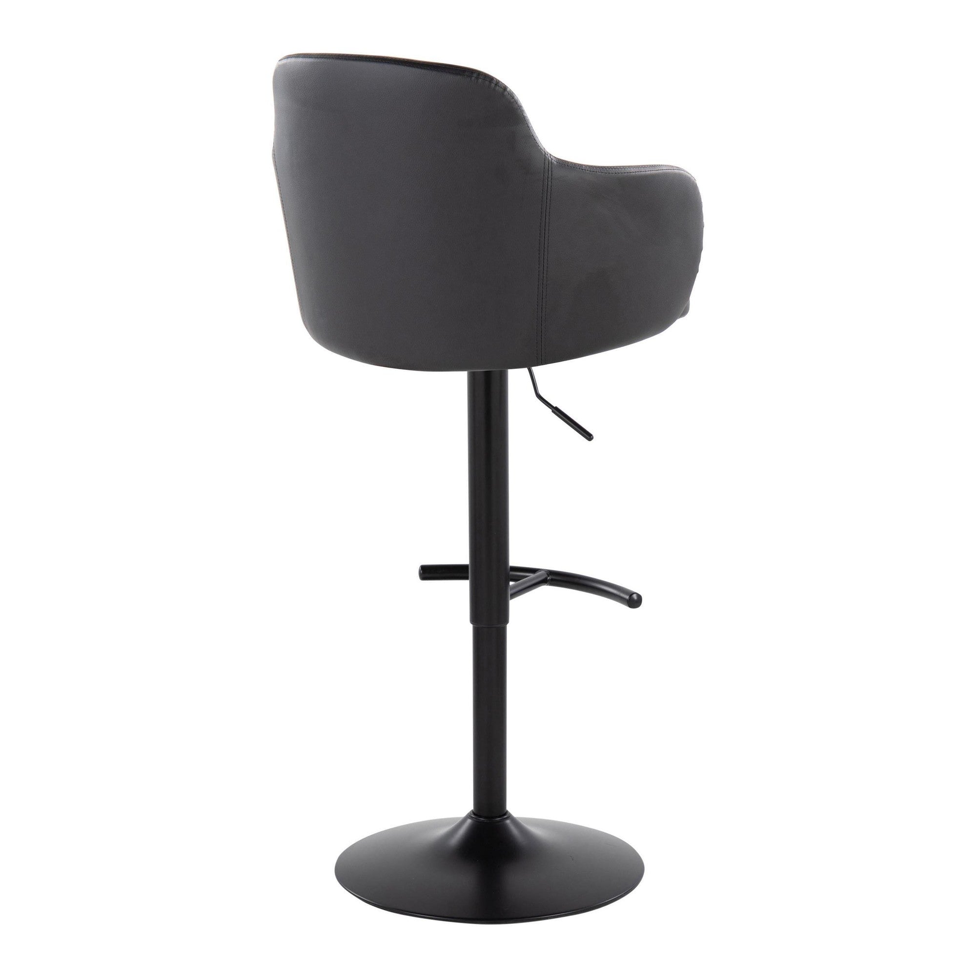 Boyne Adjustable Barstool - Set of 2 - Black Metal, Black PU