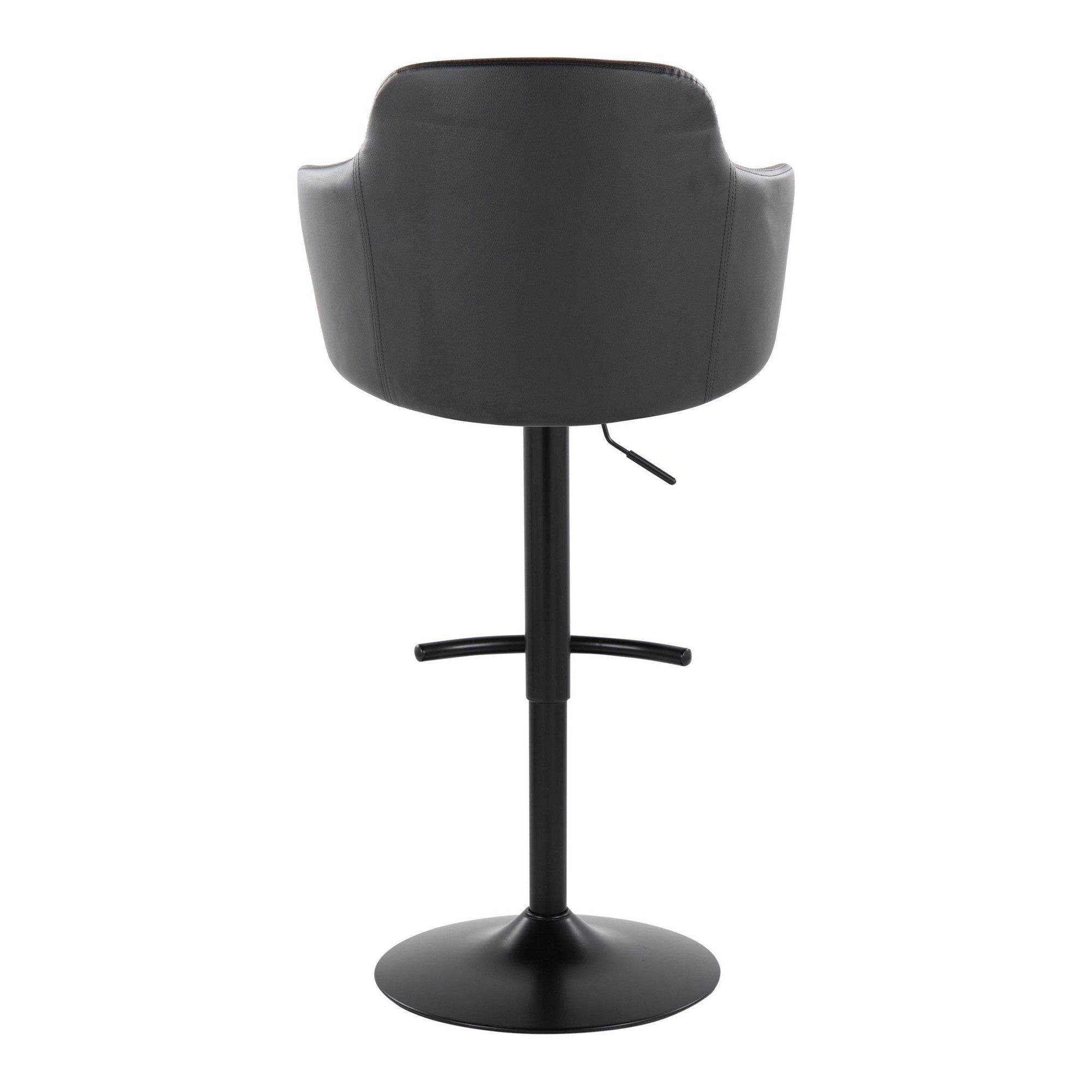 Boyne Adjustable Barstool - Set of 2 - Black Metal, Black PU