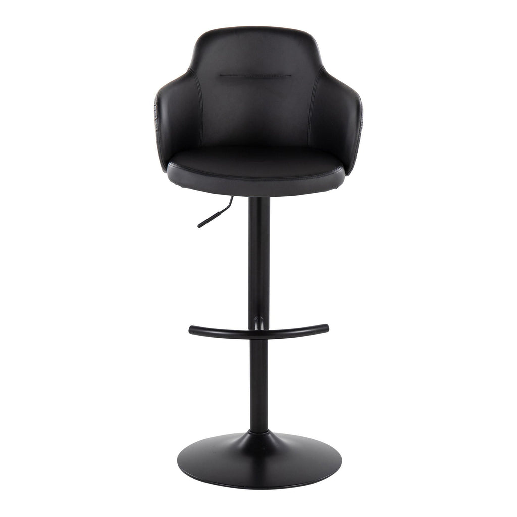 Boyne Adjustable Barstool - Set of 2 - Black Metal, Black PU