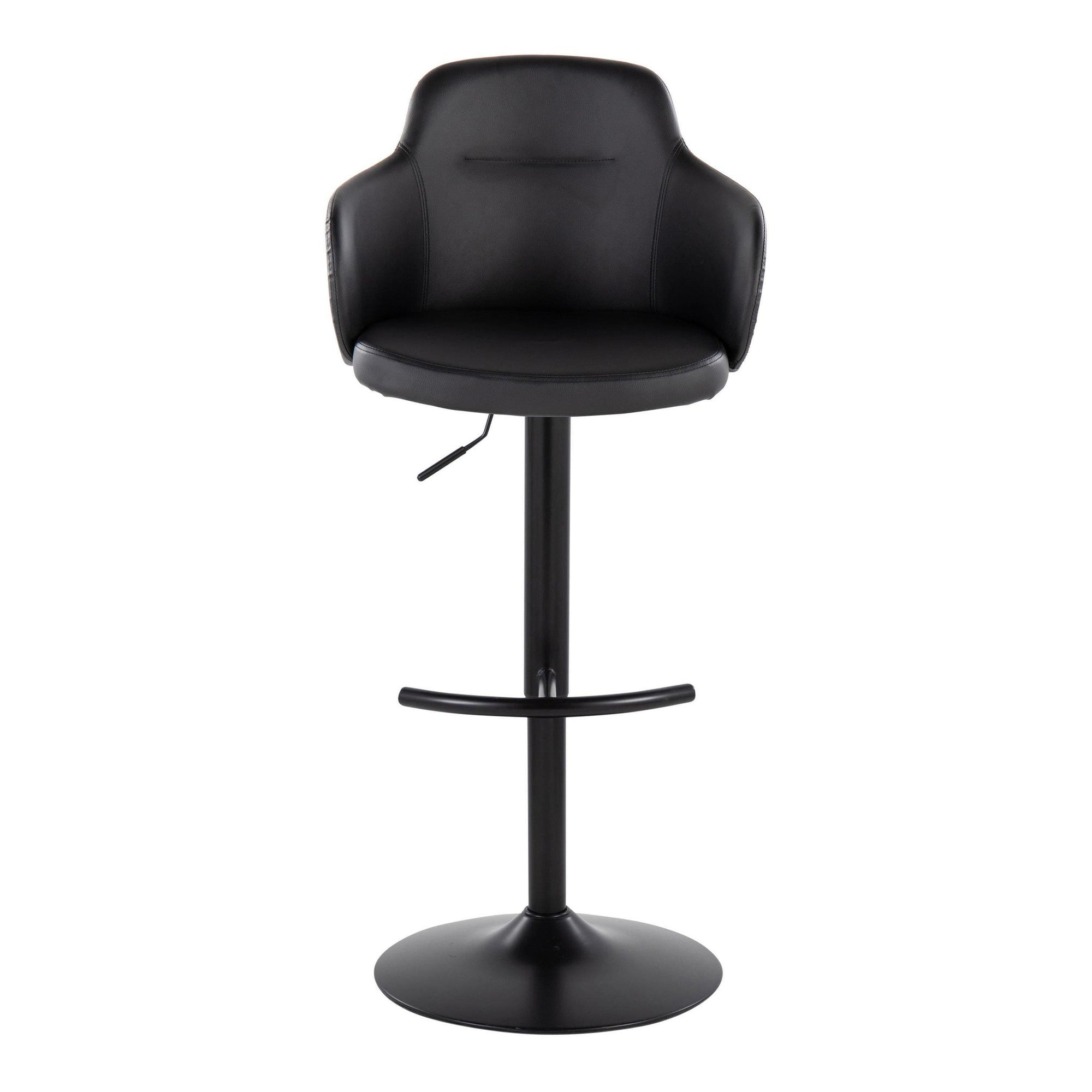 Boyne Adjustable Barstool - Set of 2 - Black Metal, Black PU