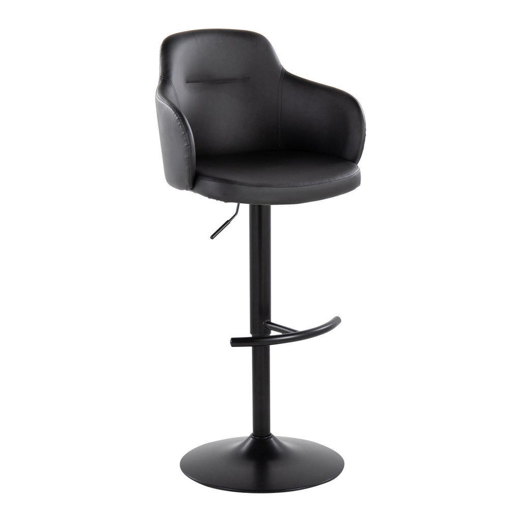 Boyne Adjustable Barstool - Set of 2 - Black Metal, Black PU