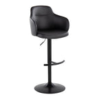 Boyne Adjustable Barstool - Set of 2 - Black Metal, Black PU